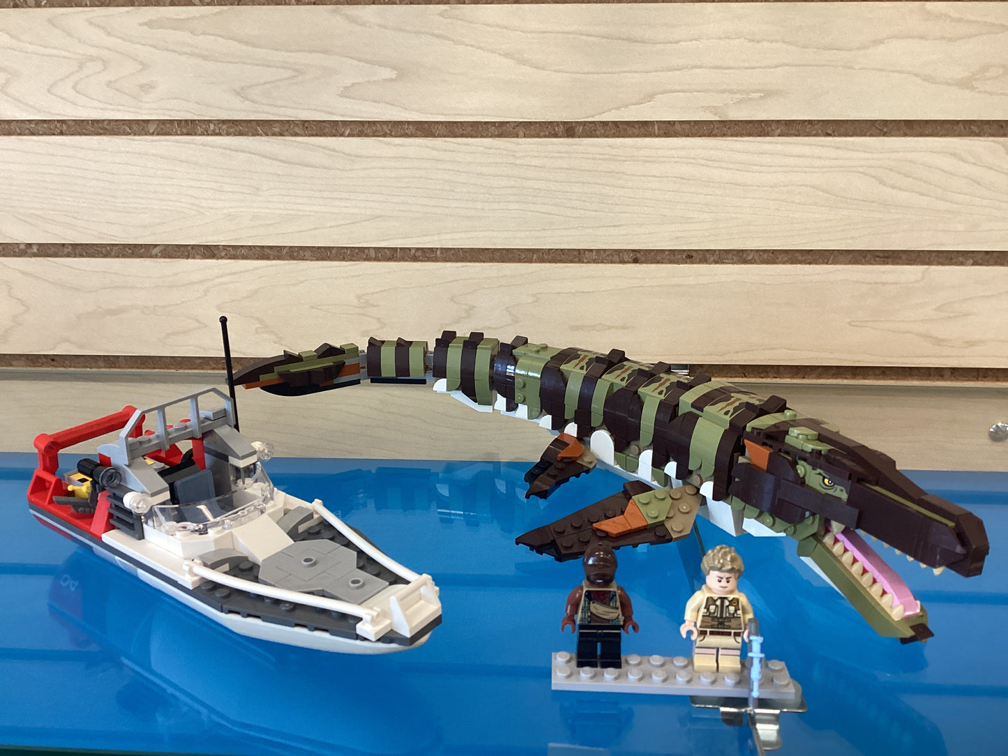 76974 Brick-Built Mosasaurus Boat Mission -USED