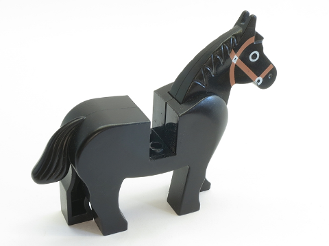 Horse - Black with Black Eyes Circled with White, Brown Bridle Pattern