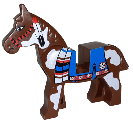 Horse - Brown with Blue Blanket, Right Side Red Circle Pattern