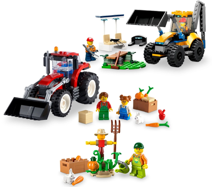66772 LEGO City Big Wheel Gift Set 66772, 2in1 Tractor and Construction Digger Building Toy Sets Plus Farm Garden & Scarecrow Bonus Pack, Great Gift for Boys and Girls Ages 5 and up