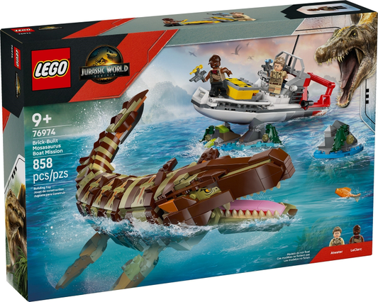 76974 Brick-Built Mosasaurus Boat Mission -USED