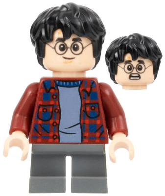 Harry Potter - Dark Red Plaid Flannel Shirt, Dark Bluish Gray Short Legs