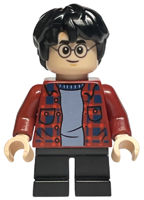 Harry Potter - Dark Red Plaid Flannel Shirt, Black Short Legs