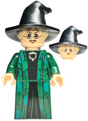 Professor Minerva McGonagall - Dark Green Robe and Cape, Hat with Hair